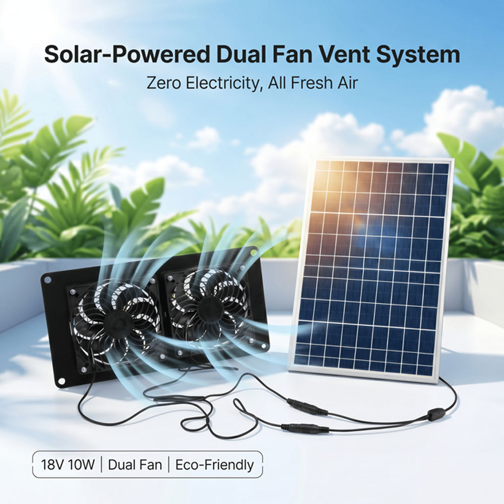 Solar Panel 200W - Kit Ventilasi Kipas Ganda Tenaga Surya