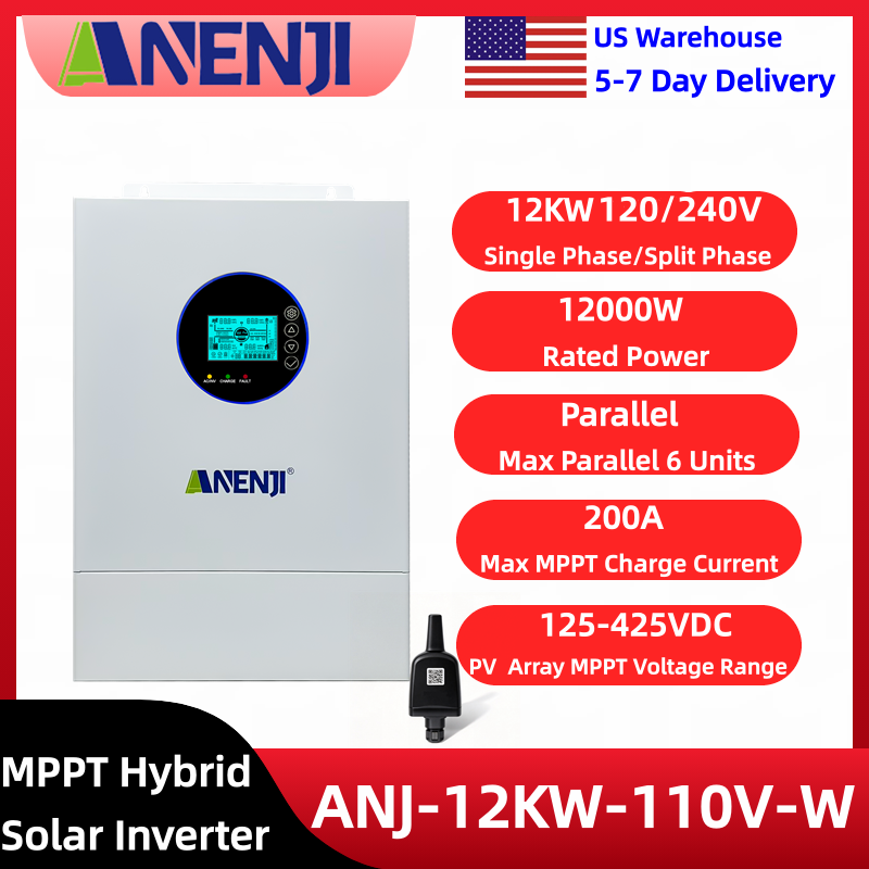 Charge Controller Solar - ANENJI 12KW Inverter Surya Hibrida Fasa