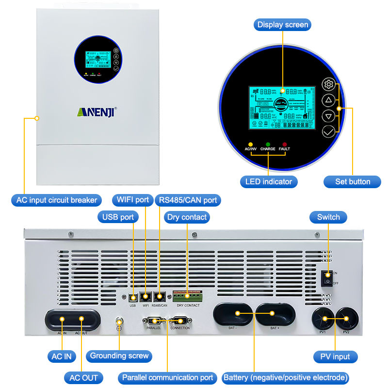 ANENJI 12KW 120V/240VAC Invert - Charge Controller Solar ulasan dan harga